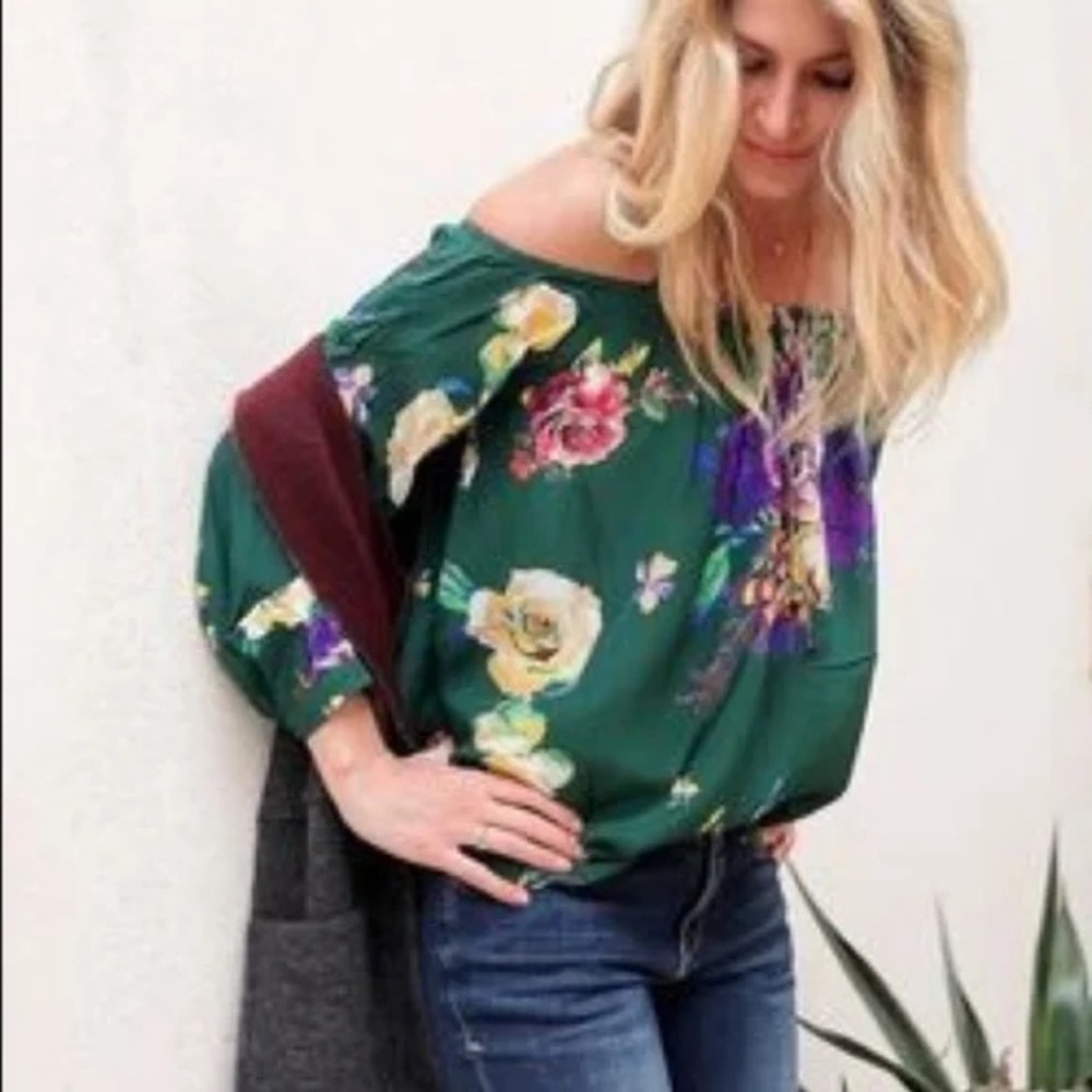 Anthropologie Maeve Tallie Floral Silk Top
